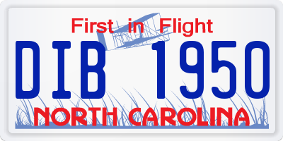NC license plate DIB1950