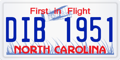 NC license plate DIB1951