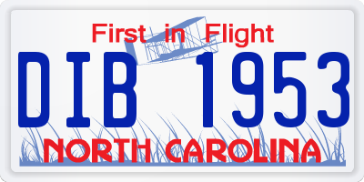 NC license plate DIB1953