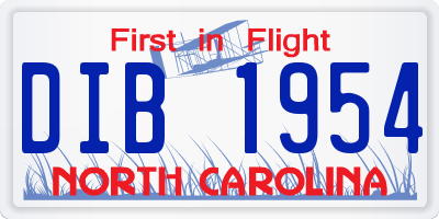 NC license plate DIB1954