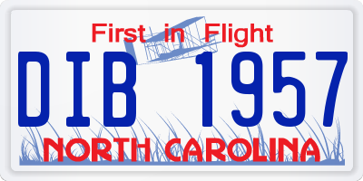 NC license plate DIB1957