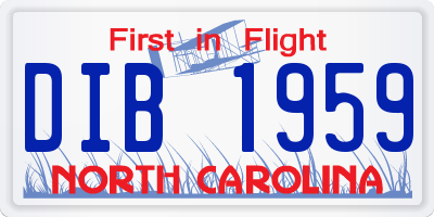 NC license plate DIB1959