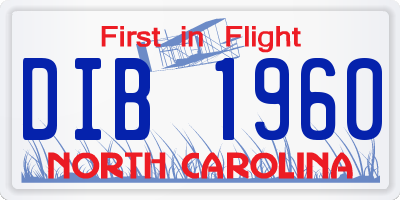 NC license plate DIB1960