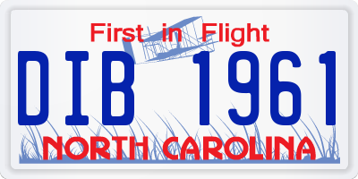 NC license plate DIB1961