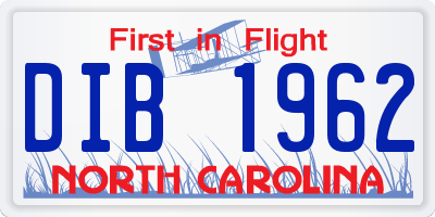 NC license plate DIB1962