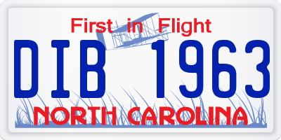 NC license plate DIB1963
