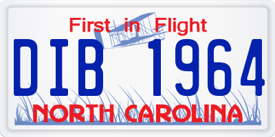NC license plate DIB1964