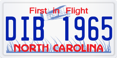 NC license plate DIB1965