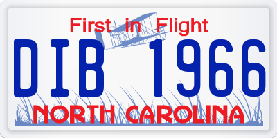 NC license plate DIB1966