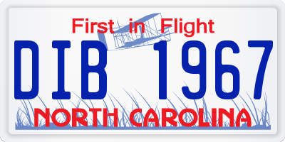 NC license plate DIB1967