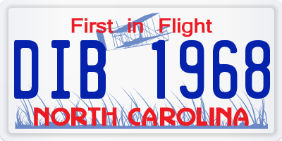 NC license plate DIB1968