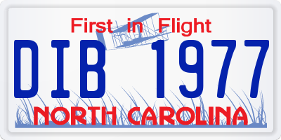 NC license plate DIB1977