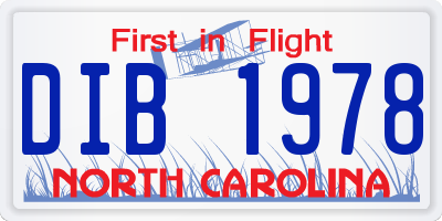NC license plate DIB1978