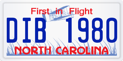 NC license plate DIB1980