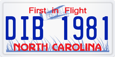 NC license plate DIB1981