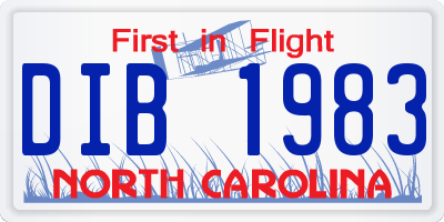 NC license plate DIB1983