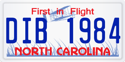 NC license plate DIB1984