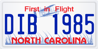 NC license plate DIB1985