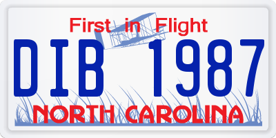 NC license plate DIB1987
