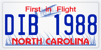 NC license plate DIB1988