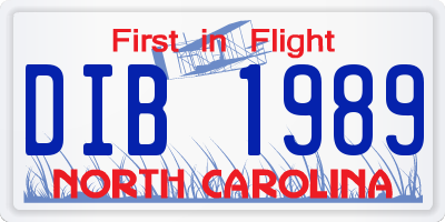 NC license plate DIB1989