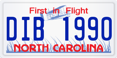 NC license plate DIB1990