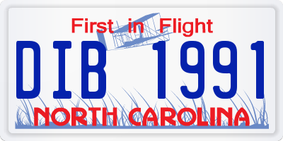 NC license plate DIB1991