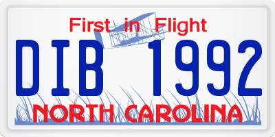 NC license plate DIB1992