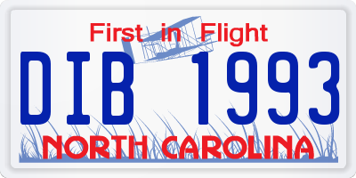 NC license plate DIB1993