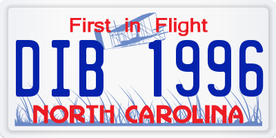 NC license plate DIB1996