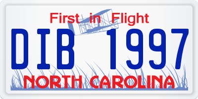NC license plate DIB1997