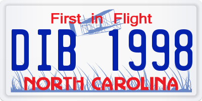 NC license plate DIB1998