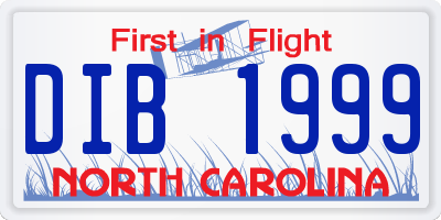 NC license plate DIB1999