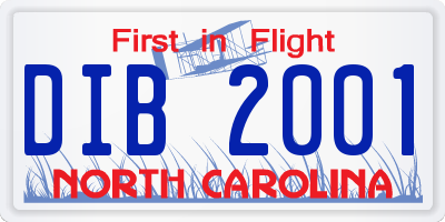 NC license plate DIB2001