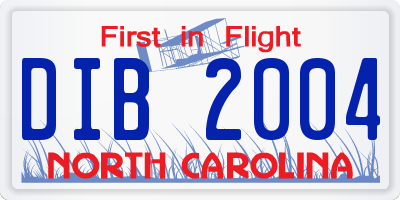 NC license plate DIB2004