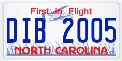 NC license plate DIB2005