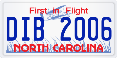 NC license plate DIB2006
