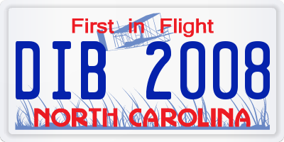 NC license plate DIB2008