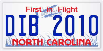 NC license plate DIB2010