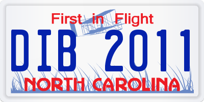 NC license plate DIB2011