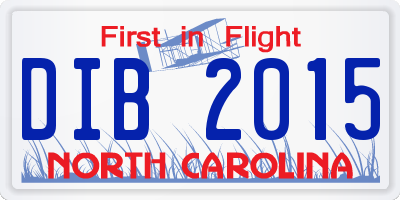 NC license plate DIB2015