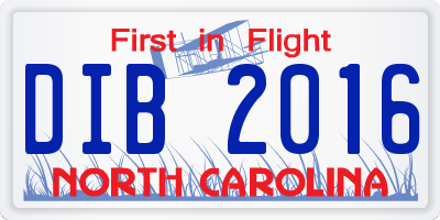 NC license plate DIB2016