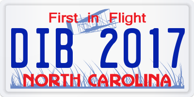NC license plate DIB2017