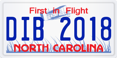 NC license plate DIB2018