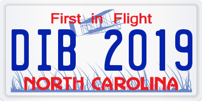 NC license plate DIB2019