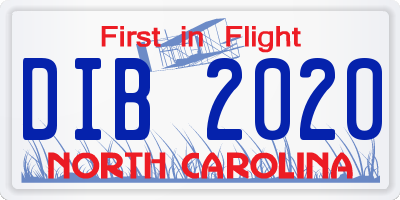 NC license plate DIB2020