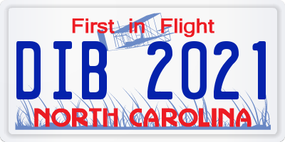 NC license plate DIB2021