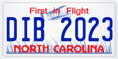 NC license plate DIB2023
