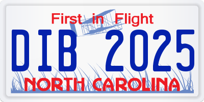 NC license plate DIB2025