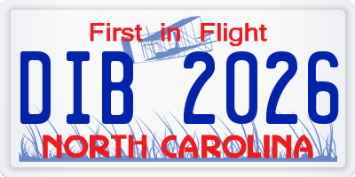 NC license plate DIB2026